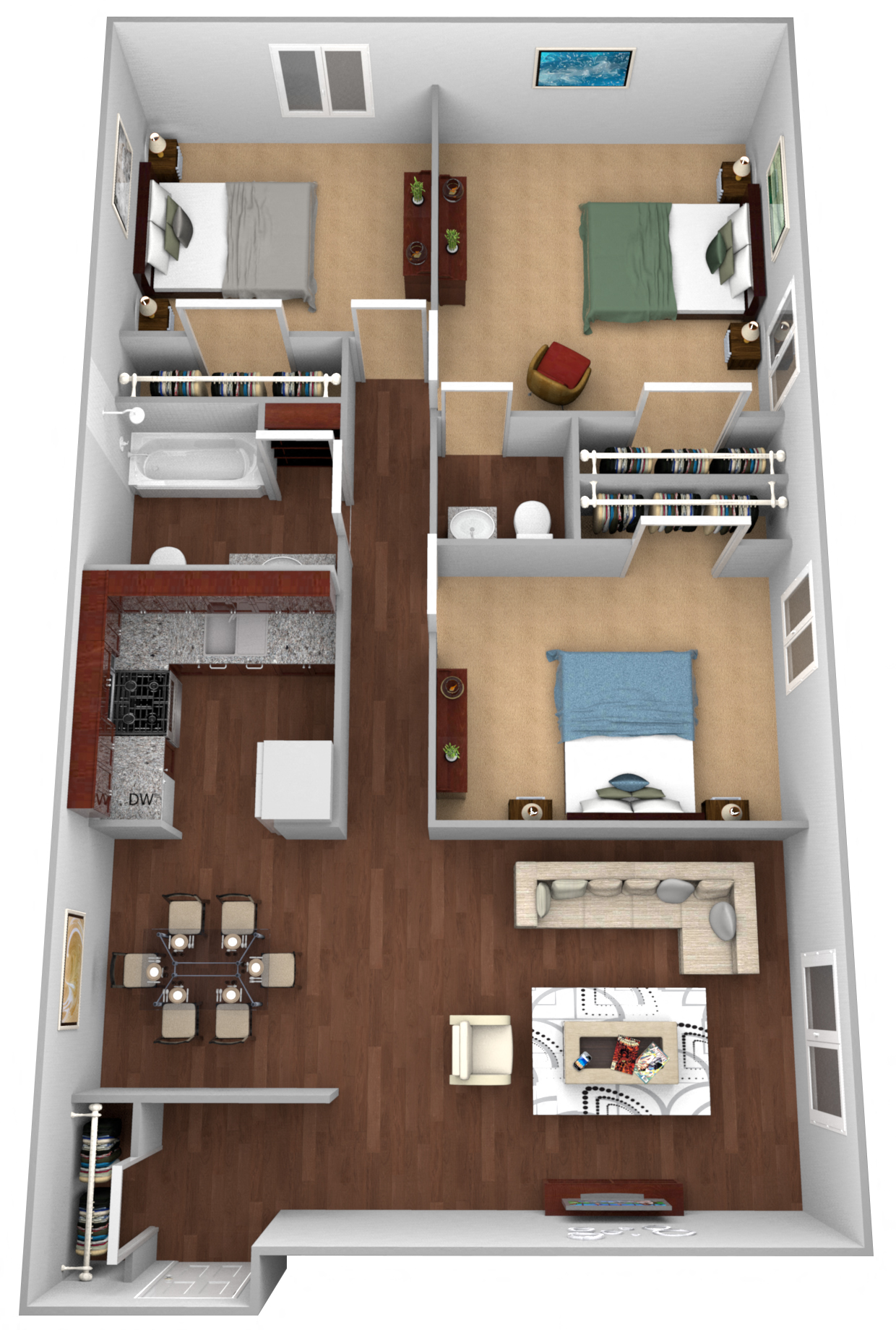 Floor plan for 3 beds, 1.5 baths, 1118 sqft